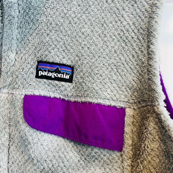 Patagonia Gray Fleece Vest with Purple Trim - Picture 3 of 6